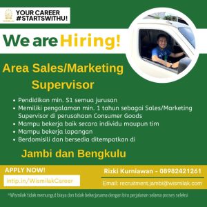 Lowongan Kerja Area Sales/Marketing Supervisor di PT. WISMILAK INTI MAKMUR TBK