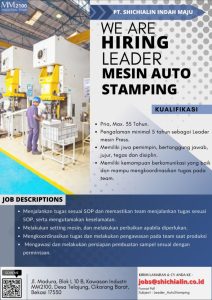 Lowongan Kerja Leader Mesin di PT. Shichialin Indah Maju
